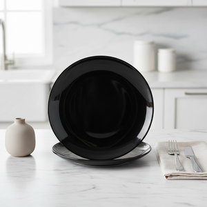 <span class=keywords><strong>Vajilla</strong></span> de <span class=keywords><strong>Melamina</strong></span> al por Mayor en Elegante Negro Mate Brillante de Forma Redonda. Adecuado para Restaurantes, Hoteles y Familias. Irrompible. - Product Image 1
