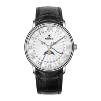 Montres poignet à quartz Moonwatch avec logo personnalisé Source Factory Phase de lune Montres-bracelets d'affaires Quartz résistant à l'eau Dos en acier inoxydable 3 bars