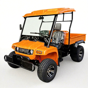 Chariot utilitaire électrique tout-terrain à 4 roues, 2 places, en acier, avec benne de chargement, pour le transport de fruits dans les fermes et vergers - Product Image 1