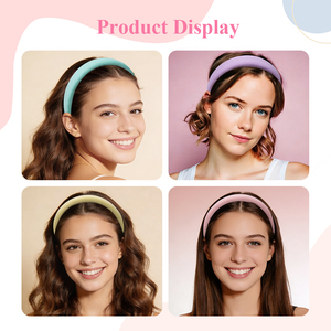Groothandel brede spons haarband frisse haaraccessoire snoepkleur dames volumineuze haarband douchekap hoofdband huidverzorging hoofdband - Product Image 4