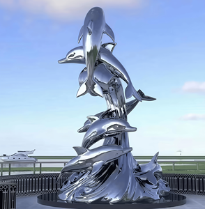 Sculptures en métal personnalisées de grande taille en acier inoxydable pour l'extérieur, miroir orienté vers le sol, figurines de portrait, ornements, modèle de marque JZ - Product Image 4