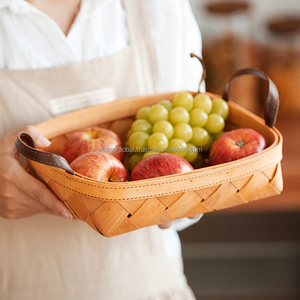 Cesta de almacenamiento de astillas de madera Rectangular de estilo nórdico, cesta de flores y comida decorativa tejida a mano para el hogar, cesta colgante de pared - Product Image 5