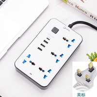Multiprise électrique longue de 2 m, 6 prises, 3 ports USB, en cuivre, indice IP20, courant nominal 10A/16A, pour usage domestique et professionnel, prise US/AU