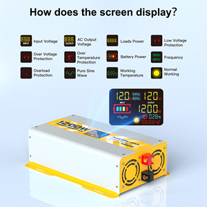 Tinh khiết Sine Wave <span class=keywords><strong>Inverter</strong></span> 1200 Wát 12V/24V DC để 110V/120V AC năng lượng mặt trời tương thích biểu tượng tùy chỉnh cho RV biến tần - Product Image 5