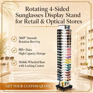Présentoir rotatif pour lunettes <span class=keywords><strong>de</strong></span> soleil, support <span class=keywords><strong>de</strong></span> sol mobile à 4 faces, tour d'affichage pour 80 paires <span class=keywords><strong>de</strong></span> lunettes, idéal pour les magasins d'optique - Product Image 5