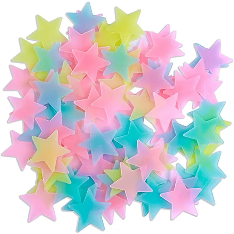 2021 Colorful 3D Fluorescent Plastic Luminous Star stickers
