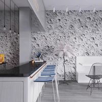 Papier peint mural 3D texturé surface lunaire personnalisé, style industriel moderne, imperméable pour cuisine et bar