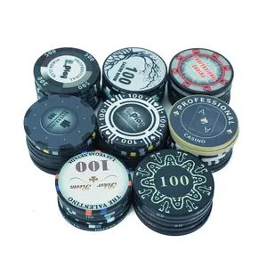 Wholesale 10g Ceramic Black Poker Chips Ept Diameter 39 43 45 46 48.5 50 52 55mm Custom Modern Design For Casino Poker Game