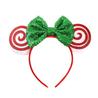 Mickey Noël cheveux cerceau drôle fête bandeau avec paillettes arc oreille cheveux accessoires tissu matériel pour les célébrations de vacances