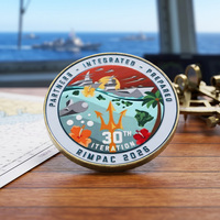 Pièces commémoratives 3D en métal émaillé, alliage de zinc, avec logo et lettres, plaquées laiton, pour anniversaire et souvenirs