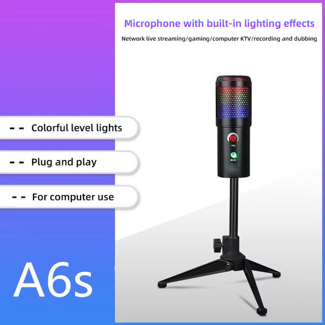 New YALIMIC A6S Mobile Phone Computer USB Condenser Microphone Cardioid Polar Pattern 192KHZ Sampling Rate 30Hz-20KHz Frequency