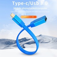 Câble adaptateur USB-C vers USB-A 3.0 OTG, transfert de données rapide 10 Gbps, câble plat en PVC de 0,3 m pour téléphone portable, ordinateur portable, plug and play