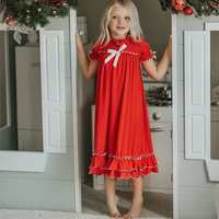 Nouvelle collection Offre Spéciale robe de nuit rouge en coton pour bébé fille, nuisette pour noël