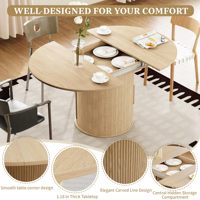 Table à manger ovale extensible SENYU, style nordique moderne, gain de place, en MDF et métal, 47"-63", pour 4 à 8 personnes, meubles de salle à manger