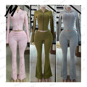 Completo <span class=keywords><strong>Donna</strong></span> Autunno 2026: Giacca Casual con Zip e Top, Pantaloni Skinny a Zampa, <span class=keywords><strong>Outfit</strong></span> Sportivo Invernale, Set 2 Pezzi - Product Image 4