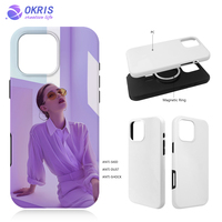 Coque de téléphone magnétique 2-en-1 3D vierge pour sublimation, compatible iPhone 17 et 16, avec revêtement PC et film TPU