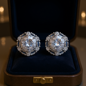 Orecchini da Donna E2780 in Oro Bianco con Diamanti Taglio Brillante Rotondo Colore D Naturali Certificati GIA Stile Classico da Matrimonio - Product Image 2