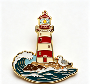 Pin de Solapa Esmaltado Personalizado con Diseño de Faro, Artesanía Metálica de Esmalte Suave, Insignia de Recuerdo con Temática de Viajes, Regalo - Product Image 1