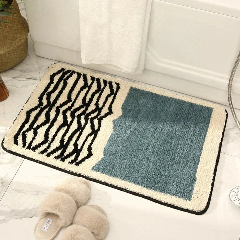 Leaves Bathroom Rugs Abstract Boho Floor Door Bath Mat Non Slip Water Absorbent Bath Rug Microfiber Bath mat