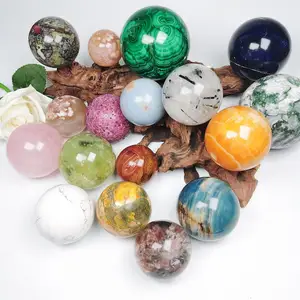 Bola de quartzo rosa em atacado espiritual, pedras de gema misturadas, esfera de cura, artesanato