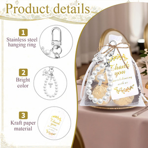 Recuerdos de Boda para Invitados, Llaveros de Perlas con Forma de Ángel, Tarjetas de Agradecimiento, Bolsas de Organza, Regalos y Decoraciones para Despedida de Soltera - Product Image 4