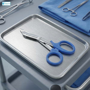 Ciseaux chirurgicaux, manche en plastique bleu, lames en acier inoxydable, manuels pour interventions chirurgicales, classe I, certifiés CE - Product Image 2
