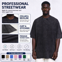 Vêtements OEM à bas prix, chemises vintage délavées à l'acide pour hommes, couleur unie, sur mesure, surdimensionnées, vente en gros, vêtements de haute qualité
