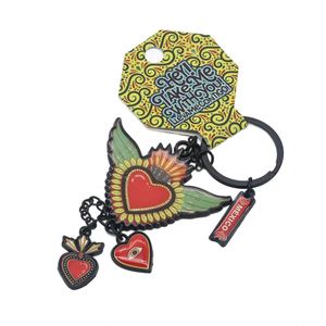 Custom Mexico Design Wing Heart Keychains 2D Black Nickel Plating Printing Epoxy Label Key Chain - Product Image 1