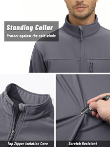 Veste Soft-Shell pour homme haut de gamme sur mesure-Doublure polaire, Coupe-vent isolant imperméable léger et chaud, - Product Image 4