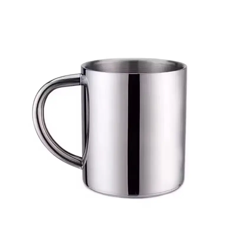 Taza de acero inoxidable de 200ml, 300ml, 400ml, 500ml, con asa y tapa, taza de café de acero inoxidable de doble pared