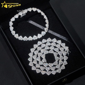 Heart Design <strong>Solid</strong> <strong>Silver</strong> 925 Hip Hop Iced Out Cuban Link <strong>Bracelet</strong> 8mm VVS Moissanite Diamond Women's Fine Jewelry <strong>Bracelet</strong> - Product Image 5