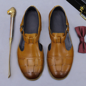 Sandales Homme en Cuir Véritable à Bout Fermé Été 2025 Légères Antidérapantes avec Bride à Boucle Tige en Caoutchouc Blanc EVERGREEN - Product Image 3
