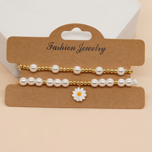 Nueva Joyería de Moda Bohemia, Conjunto de Pulseras de Cuentas Chapadas en Oro para Chicas de Playa, con Dijes de Estrella, Corazón y Margarita, y Perlas - Product Image 3