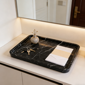 Plateau de rangement et décoratif de luxe en marbre noir naturel, style Art déco, pour la <span class=keywords><strong>maison</strong></span> - Product Image 5