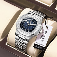 Montre pour homme Poedagar 925, marque haut de gamme, tendance décontractée, or rose, carrée, quartz, étanche, luminescente, date, acier inoxydable