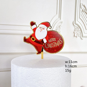 ของตกแต่งเค้กคริสต์มาสอะคริลิค รูปมนุษย์หิมะ ซานต้า กวางเรนเดียร์ ต้นคริสต์มาส สำหรับตกแต่งเค้กในงานปาร์ตี้วันหยุด - Product Image 6