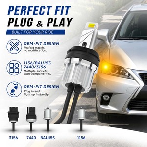 Luce di Segnalazione LED Bicolore 1156 BA15S P21W CANBUS, Lampadine 7440 T20 BAU15S PY21W, Luce Diurna per Auto 12V Giallo Bianco - Product Image 1