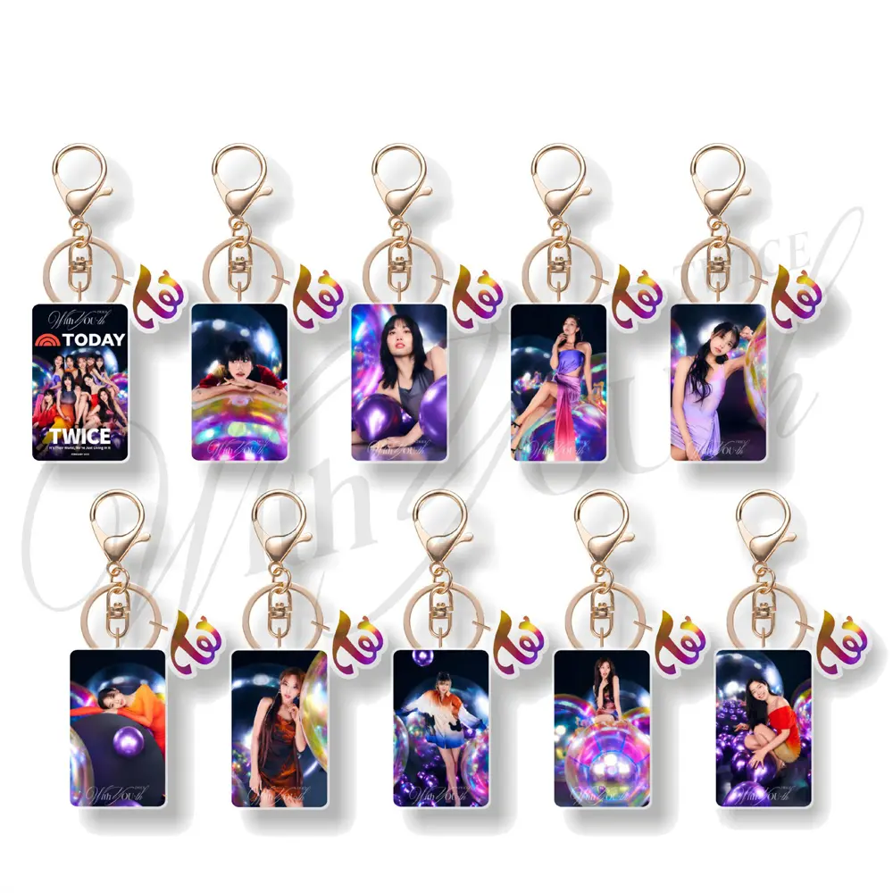 KPOP TWICE New Album With YOU-th Keychain Acrylic Keyring Pendant 2Pcs/Set Momo Mina Sana Nayeon Bag Accessories Fans Gift L259