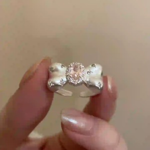 Anillo de Plata de Ley S925 para Mujer, Diseño de Moda, Vía Láctea, Corazón, Princesa, Lazo con Cola, Acabado Mate, Anillo Abierto, Certificado IGI - Product Image 1