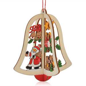 Vente chaude, pendentif <span class=keywords><strong>en</strong></span> <span class=keywords><strong>bois</strong></span> découpé au laser 2D 3D, ornement suspendu, <span class=keywords><strong>décoration</strong></span> d'<span class=keywords><strong>arbre</strong></span> de Noël - Product Image 3