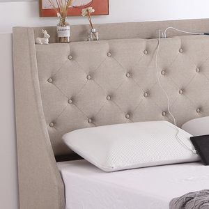 <span class=keywords><strong>Lit</strong></span> plateforme tapissé style moderne 4 tiroirs de rangement Vente en gros d'usine Grand cadre de <span class=keywords><strong>lit</strong></span> tête de <span class=keywords><strong>lit</strong></span> rembourrée avec rangement - Product Image 3