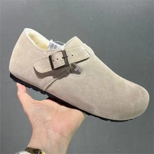 Dropshipping Winter Clogs Birkenstocks Shoes Fleece Clogs Flat Warm Anti-flip Fur Cork Shoes For Women Furry Slippers - Product Image 5