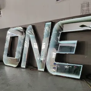 Customized Outdoor New Fashion Multi Layer Infinity Mirror Acrylic Abyss Mirror Neon LED Letters Acrylic Sign For Business Sign