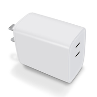 Charger Dinding Fast Charging 65W Dual USB-C PD 3.0 QC3.0 QC2.0 SCP Langsung dari Pabrik dengan Colokan EU untuk Laptop, Tablet, Smartphone, Kamera