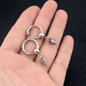 Boucles d'oreilles pendantes géométriques au design de niche populaire, style luxe léger et simple, unisexe, en acier inoxydable, bijoux tendance - Product Image 1
