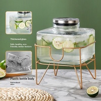 Distributeur de boissons en verre pour réfrigérateur, avec couvercle hermétique en acier inoxydable, robinet anti-colmatage, design carré 3L/5L, sans BPA, pour étagère de réfrigérateur