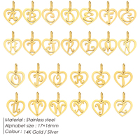 Emanco 14K verguld roestvrijstalen holle hartvormige alfabetbedels PVD A-Z initiaal hanger hypoallergeen gepersonaliseerde naam