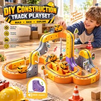 111 Pièces Circuit de Course Flexible d'Ingénierie à Assembler Soi-même, Voiture sur Rail Magnétique, Train Électrique STEM, Ensemble de Jouets Cubes 3D pour Enfants