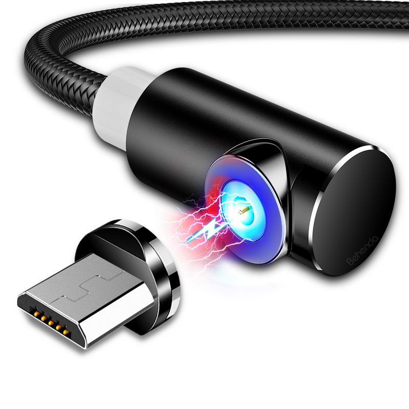 Прямая поставка, 90 градусов, Магнитный зарядный кабель micro usb, кабель type-c, магнитный светодиодный светильник, микро-кабель