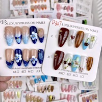 TSZS Zomer Schelp 3D Gegraveerde Kattenoog Handgemaakte Opzetnagels Verloop Fruit Bloem Parel Handgeschilderde Kunstnagels